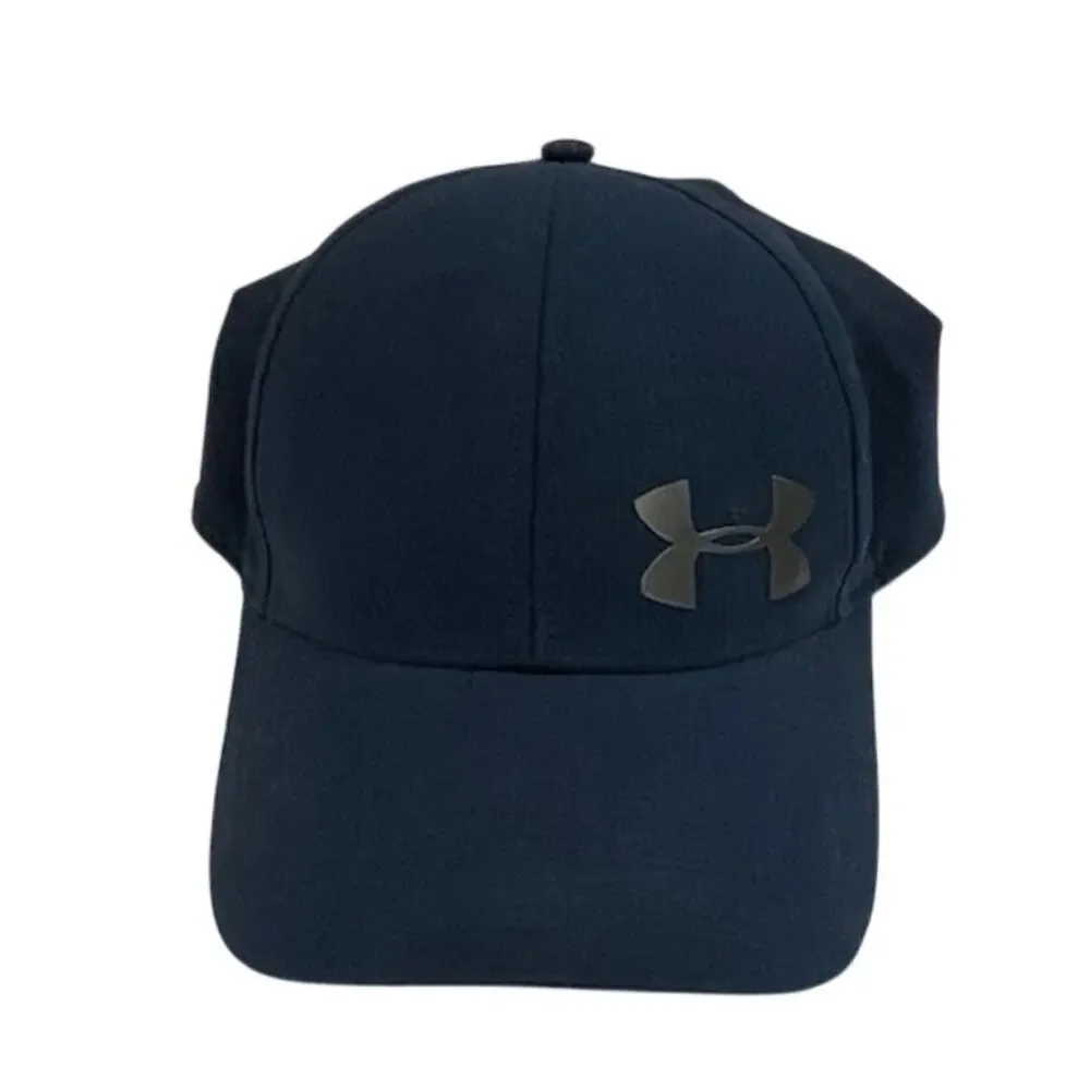 Under Armour men's blue baseball flex fit cap with gray logo